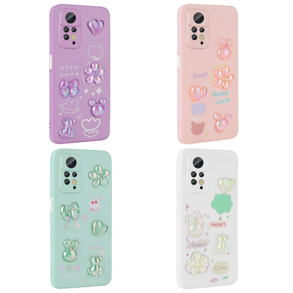 Xiaomi Redmi Note 12 Pro 4G Kılıf Kabartma Figürlü Parlak Zore Toys Silikon Kapak Pembe